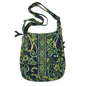 Vera Bradley “Rhythm and Blues” green blue paisley print crossbody bag